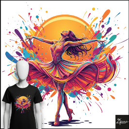 カラフルな回転ポップアート ダイナミックダンサー トライブレンドTシャツ