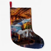 カラフルな回転木馬の馬およびメリー円形行きます スモールクリスマスストッキング (正面)