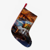 カラフルな回転木馬の馬およびメリー円形行きます スモールクリスマスストッキング (正面 (吊り時))