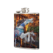 カラフルな回転木馬の馬およびメリー円形行きます フラスク (左)