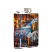 カラフルな回転木馬の馬およびメリー円形行きます フラスク (右)