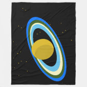 カラフルな土星の輪と星 宇宙 フリースブランケット (正面)