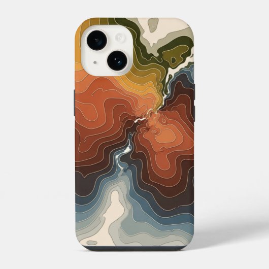カラフルな地形図プリント iPhoneケース (裏面)
