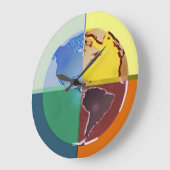 カラフルな地球の柱時計 ラージ壁時計 (傾斜)