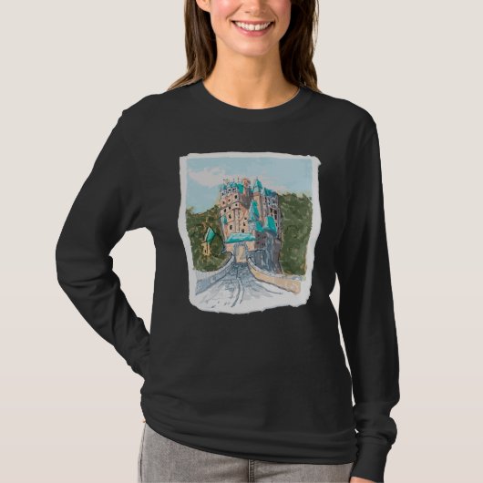 カラフルな城のイラスト Tシャツ (正面)
