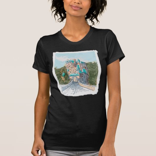 カラフルな城のイラスト Tシャツ (正面)