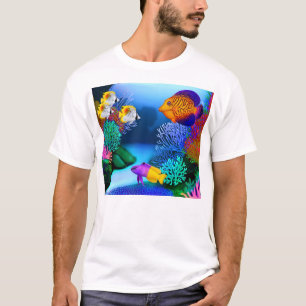 カラフルな塩水礁のアクアリウムの魚のTシャツ Tシャツ