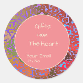 カラフルな境界線にピンクの中心のギフトステッカー ラウンドシール