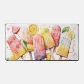 カラフルな夏のアイスクリームの水彩画 デスクマット (正面)