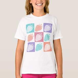 カラフルな夏のイチゴ Tシャツ