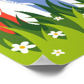 カラフルな夏のサンダル 太陽の下で楽しく庭を楽しむ ポスター (角)