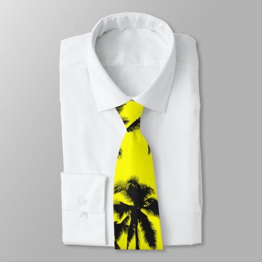 カラフルな夏のネオン黄色い及び熱帯ヤシの木 ネクタイ (タイ)