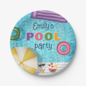 カラフルな夏のプールパーティ ペーパープレート (正面)