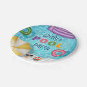 カラフルな夏のプールパーティ ペーパープレート (アングル)