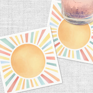 カラフルな夏の太陽 スタンダードカクテルナプキン