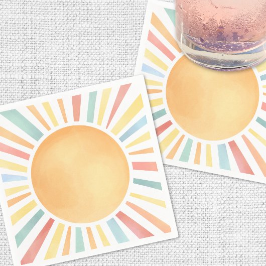 カラフルな夏の太陽 スタンダードカクテルナプキン