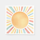 カラフルな夏の太陽 スタンダードカクテルナプキン (正面)
