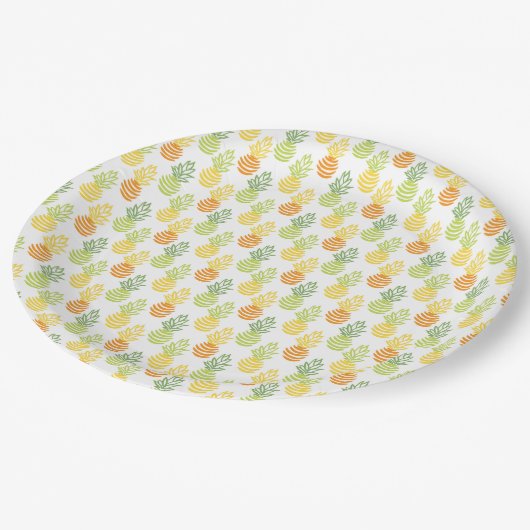 カラフルな夏の色とりどりのパイナップルのフルーツ柄 ペーパープレート (アングル)