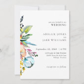 カラフルな夏の花のウェディング 招待状 (正面)