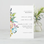 カラフルな夏の花のウェディング 招待状 (スタンド正面)