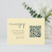 カラフルな夏の花のQRコード、結婚式のRSVP エンクロージャーカード (スタンド正面)
