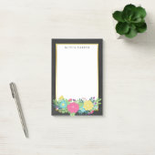 カラフルな夏の花及びフェイクな金ゴールドの名前をカスタムする ポストイット (オフィス)