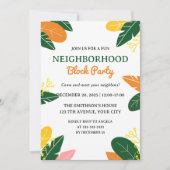 カラフルな夏の街区ブロックパーティー 招待状 (正面)