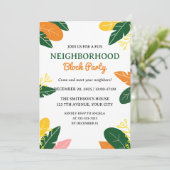 カラフルな夏の街区ブロックパーティー 招待状 (スタンド正面)