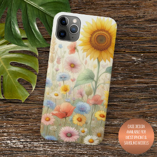 カラフルな夏の野の花のフラワーウォーターカラーアート iPhone 11 PRO MAXケース
