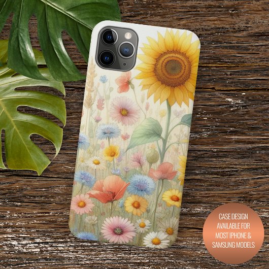 カラフルな夏の野の花のフラワーウォーターカラーアート Case-Mate iPhoneケース