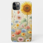 カラフルな夏の野の花のフラワーウォーターカラーアート Case-Mate iPhoneケース (裏面)