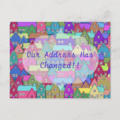 カラフルな多くの家が引越した住所のポストカード 案内ポストカード (正面)
