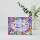 カラフルな多くの家が引越した住所のポストカード 案内ポストカード (スタンド正面)