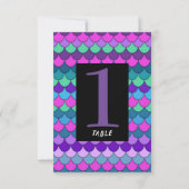 カラフルな多色の人魚パーティーテーブルナンバー 招待状 (裏面)