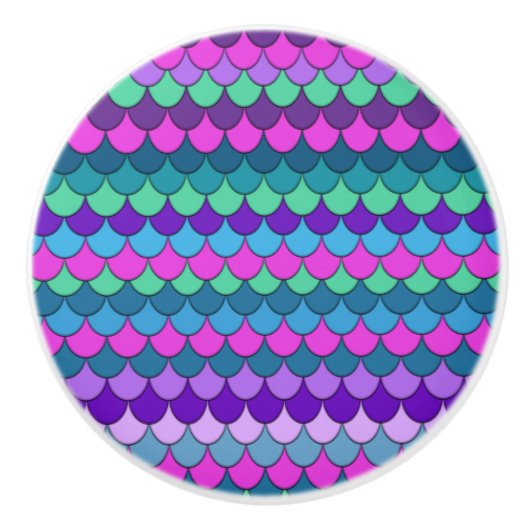 カラフルな多色の人魚 セラミックノブ (正面)