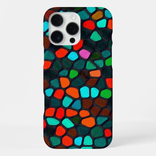 カラフルな多色モザイク柄 iPhoneケース (裏面)