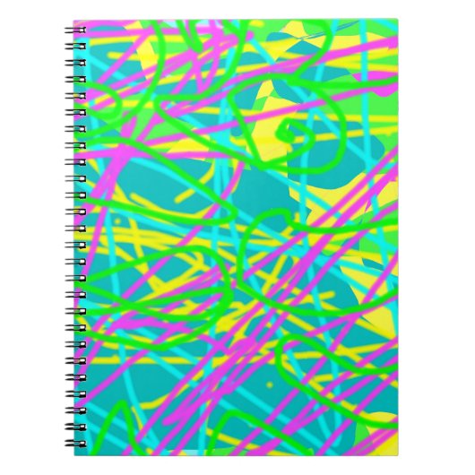 カラフルな夢の落書きパターン表現 ノートブック (正面)