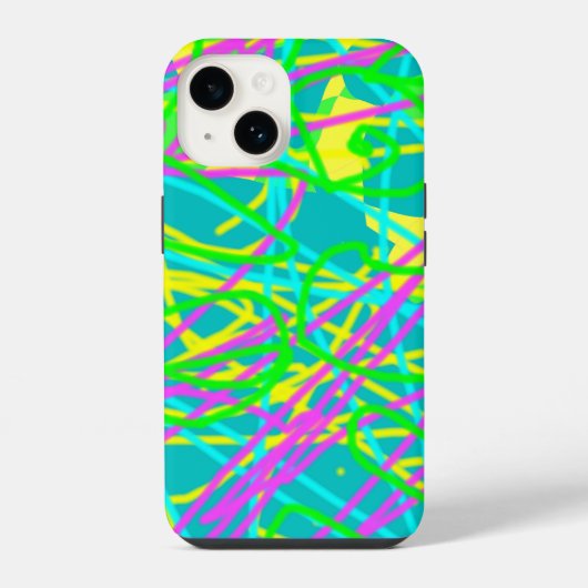 カラフルな夢の落書きパターン 芸術的な表現 iPhoneケース (裏面)