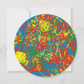 カラフルな大混乱の爆発的なマルチカラースプラッシュレインボー 招待状 (裏面)