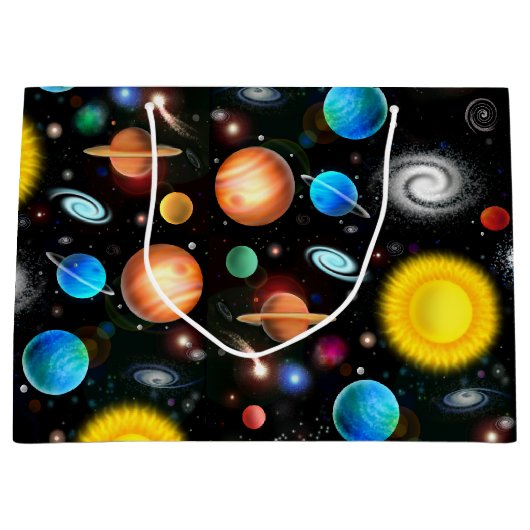 カラフルな天文学の宇宙のギフトバッグ ラージペーパーバッグ (正面)