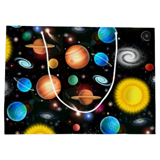 カラフルな天文学の宇宙のギフトバッグ ラージペーパーバッグ (裏面)