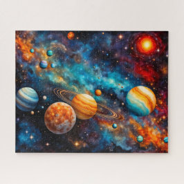 カラフルな太陽系ギャラクシー宇宙 ジグソーパズル