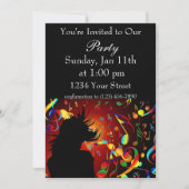 カラフルな女の子のダンスと音符 招待状 (正面)