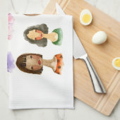 カラフルな女の子の台所タオル キッチンタオル (四つ折り)