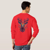 カラフルな妖精の鹿の頭のベクターTシャツ Tシャツ (裏面フル)