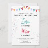 カラフルな子供たちの合同二重誕生日パーティー 招待状 (正面)
