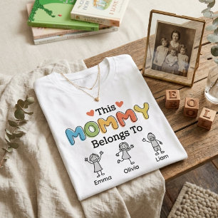 カラフルな子供たちの名前スタイルのママ Tシャツ