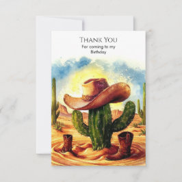 カラフルな子供のカウボーイ誕生日 サンキューカード