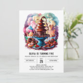 カラフルな子供のチョコレート誕生日 招待状 (スタンド正面)