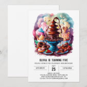 カラフルな子供のチョコレート誕生日 招待状 (正面/裏面)